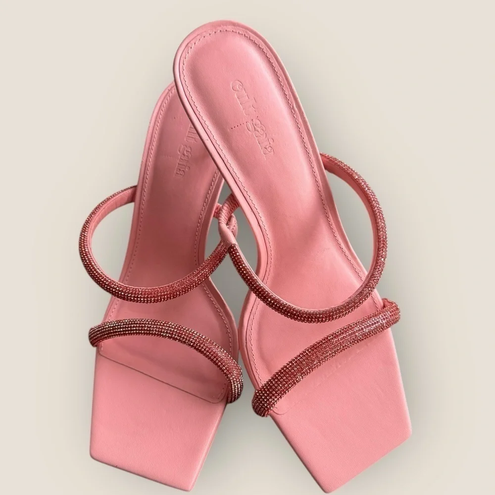 Cult Gaia | Rhinestone-Embellished 50mm Sandals | Size 36 | Pink